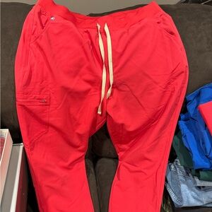 Figs Red Track Pants